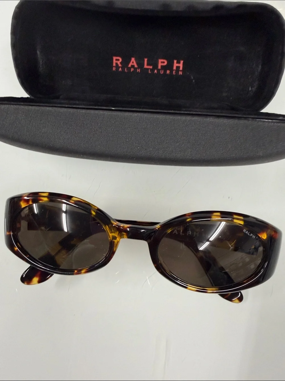 Vintage Ralph Lauren Tortoiseshell Oval Sunglasses with Brown Lenses 90's